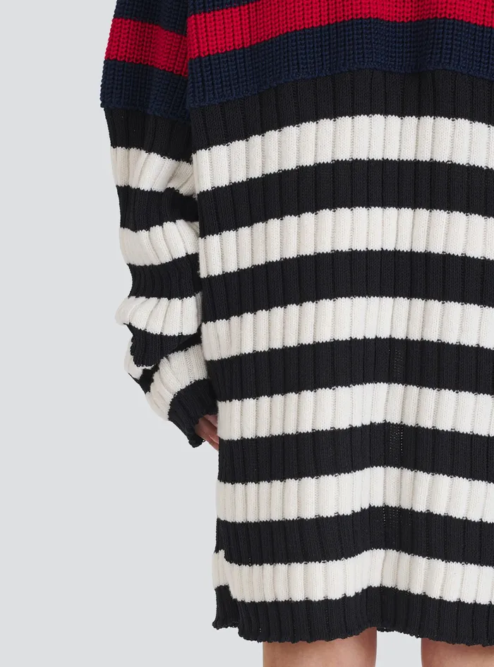 Balmain Dresses Womens Striped Wool Dress Multicolor