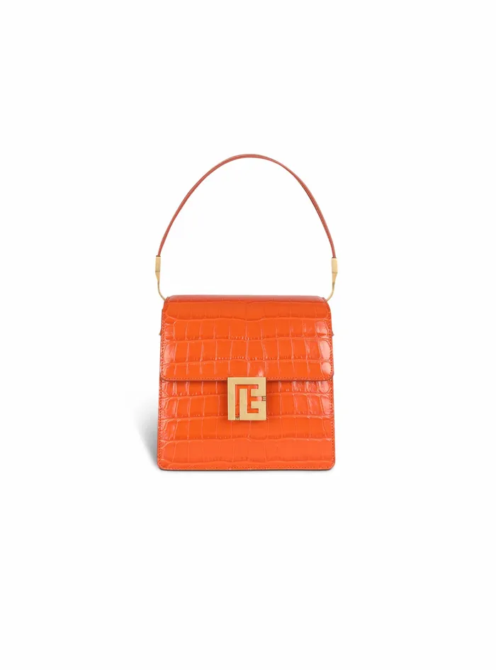 Balmain Ely Bags Womens CrocodileEmbossed Leather Ely Bag Orange