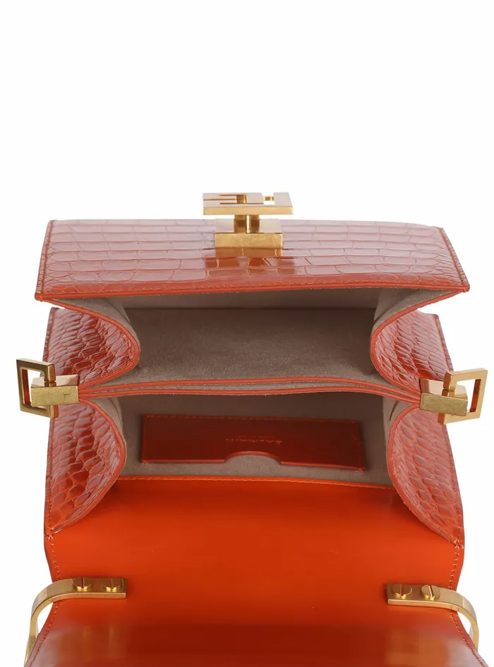 Balmain Ely Bags Womens CrocodileEmbossed Leather Ely Bag Orange Balmain Ely Bags Womens CrocodileEmbossed Leather Ely Bag Orange