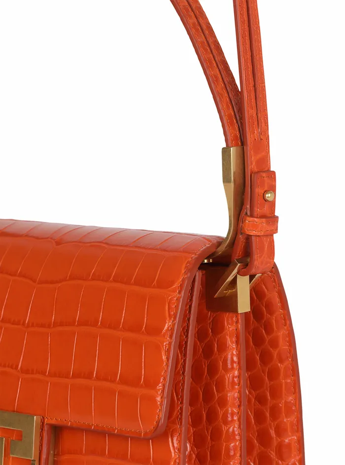 Balmain Ely Bags Womens CrocodileEmbossed Leather Ely Bag Orange Balmain Ely Bags Womens CrocodileEmbossed Leather Ely Bag Orange