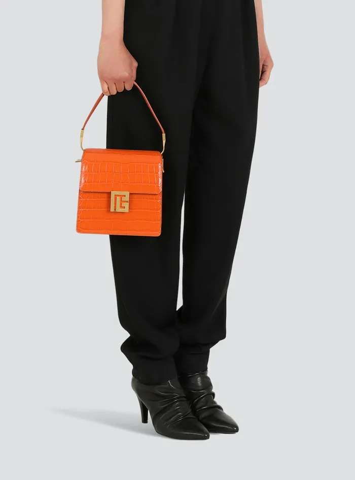 Balmain Ely Bags Womens CrocodileEmbossed Leather Ely Bag Orange Balmain Ely Bags Womens CrocodileEmbossed Leather Ely Bag Orange