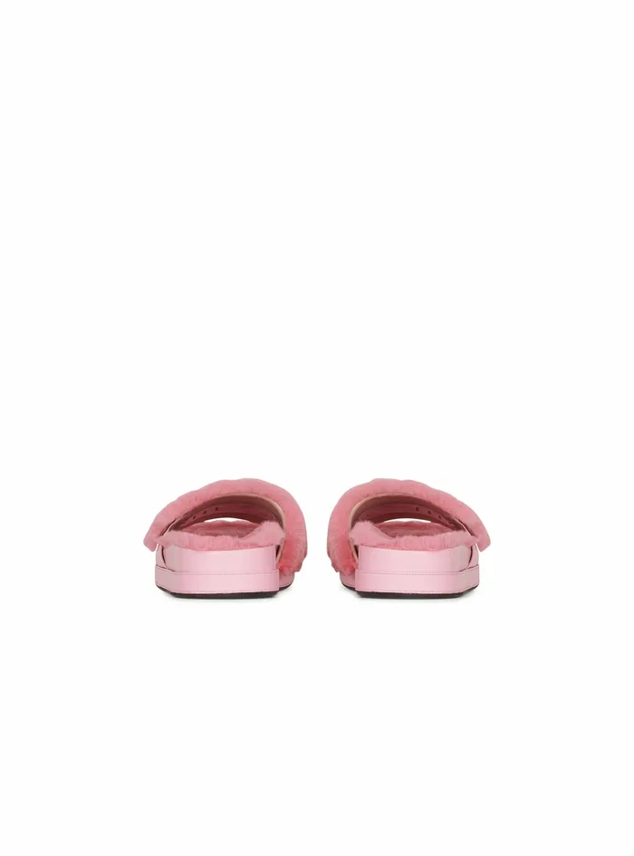 Balmain Flats Womens Faux Fur Tam Flat Mules Pink Balmain Flats Womens Faux Fur Tam Flat Mules Pink