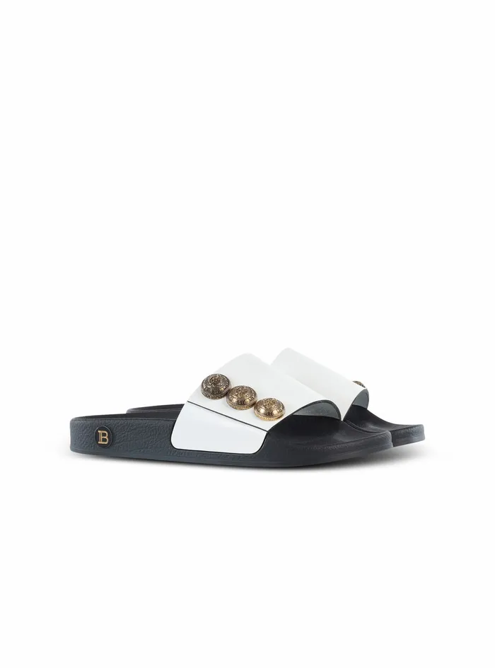 Balmain Flats Womens Leather Symi Flat Sandals White Balmain Flats Womens Leather Symi Flat Sandals White