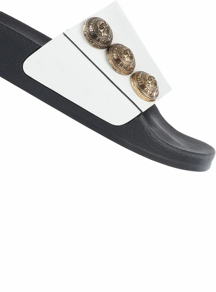 Balmain Flats Womens Leather Symi Flat Sandals White Balmain Flats Womens Leather Symi Flat Sandals White