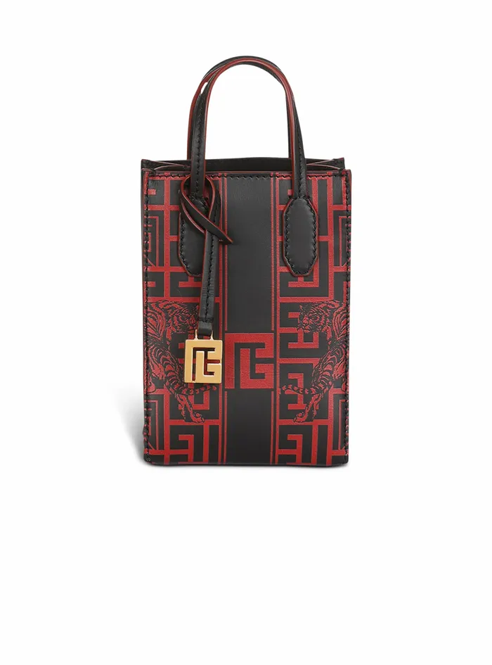 Balmain Folded Shopping Bags Womens MiniSized Bicolor Leather Chinese New Year Balmain Bag Red Balmain Folded Shopping Bags Womens MiniSized Bicolor Leather Chinese New Year Balmain Bag Red