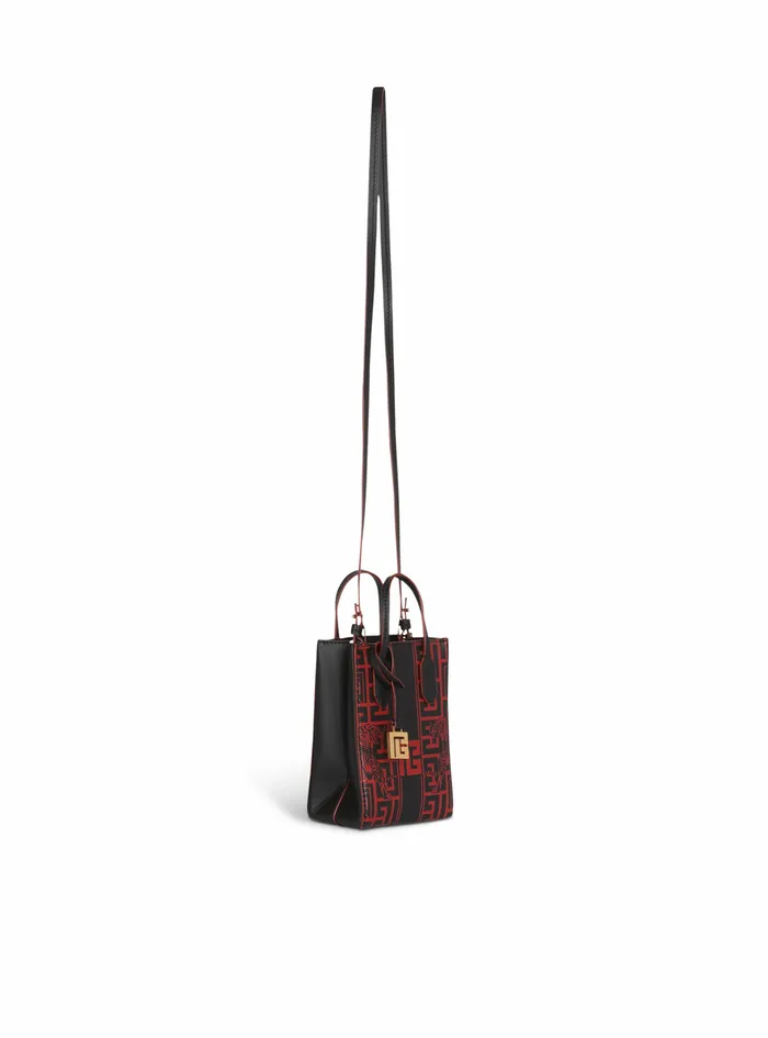Balmain Folded Shopping Bags Womens MiniSized Bicolor Leather Chinese New Year Balmain Bag Red