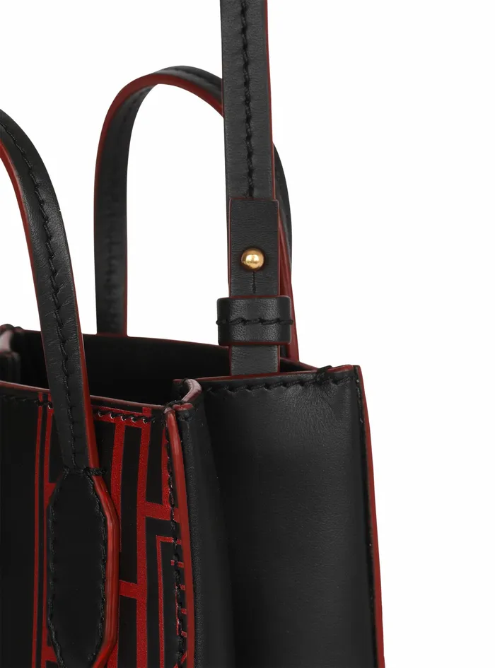 Balmain Folded Shopping Bags Womens MiniSized Bicolor Leather Chinese New Year Balmain Bag Red