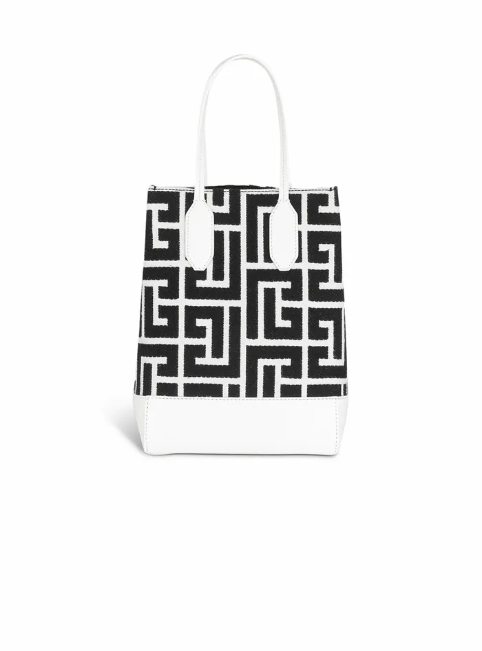 Balmain Handbags Womens Bicolor Jacquard Folded Shopping Bag White Balmain Handbags Womens Bicolor Jacquard Folded Shopping Bag White