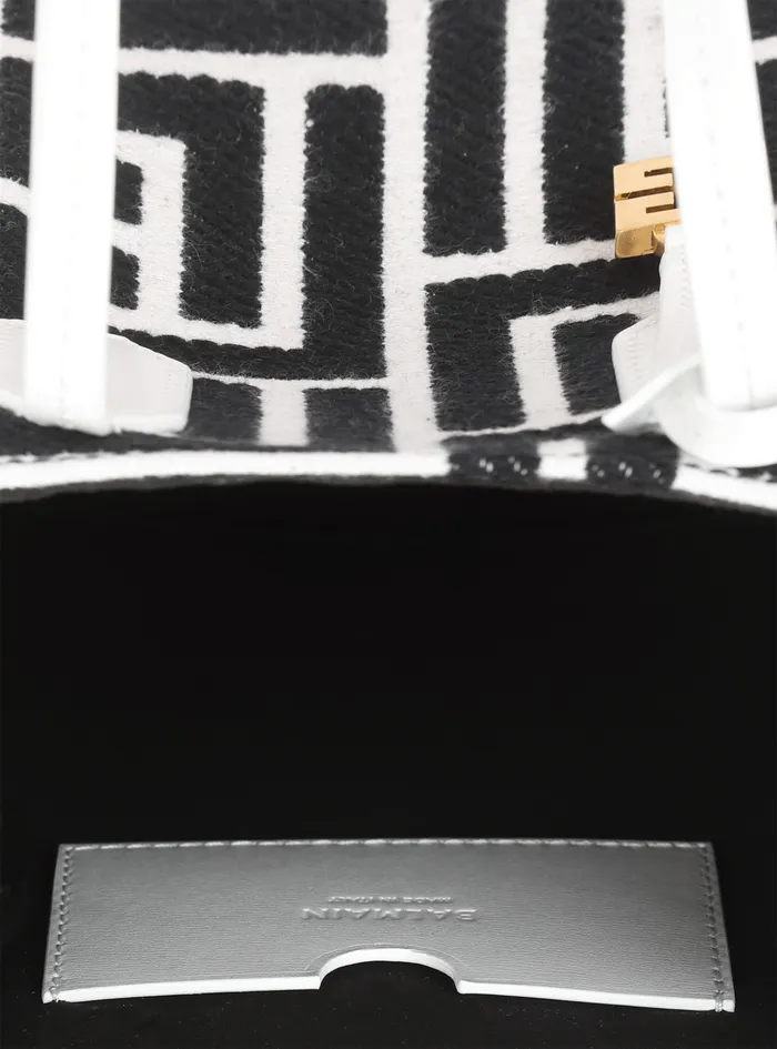 Balmain Handbags Womens Bicolor Jacquard Folded Shopping Bag White Balmain Handbags Womens Bicolor Jacquard Folded Shopping Bag White