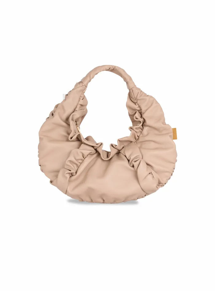 Balmain Handbags Womens Leather Parachute Bag Beige