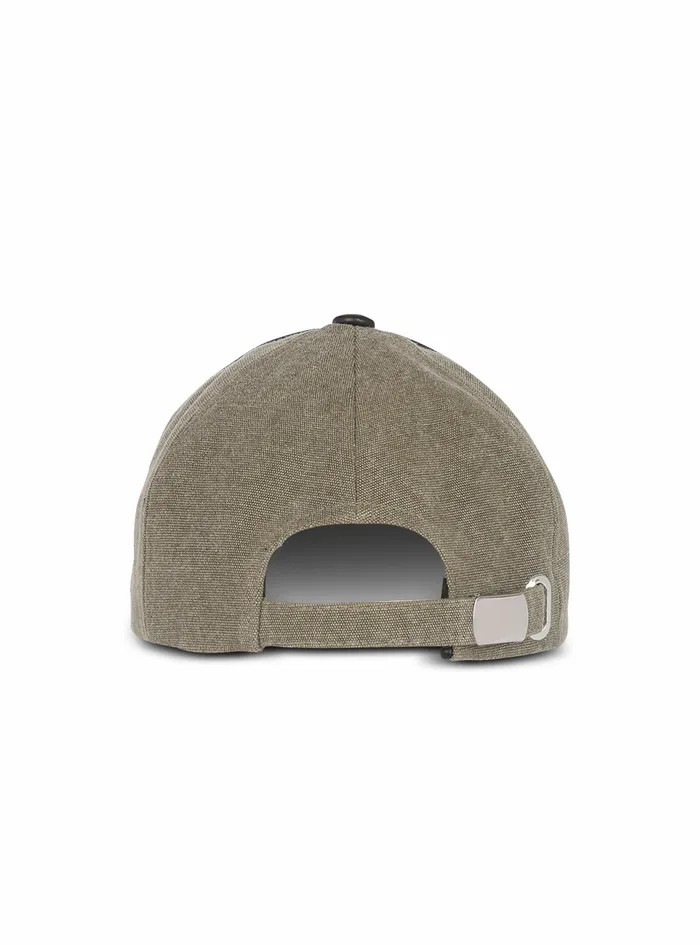 Balmain Hats Mens Cotton Canvas Cap With Balmain Paris Logo Khaki Balmain Hats Mens Cotton Canvas Cap With Balmain Paris Logo Khaki