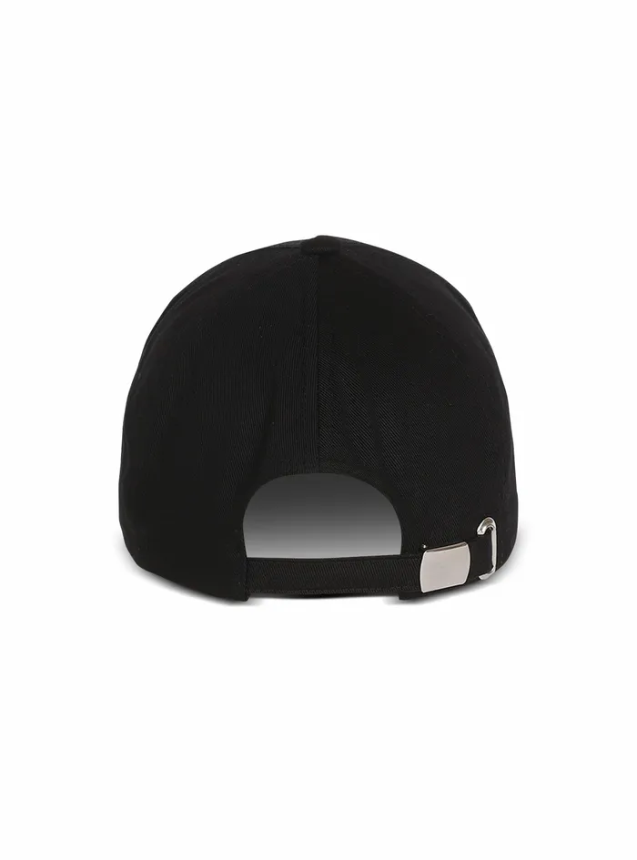 Balmain Hats Mens Cotton Cap With Balmain Monogram Badge Black Balmain Hats Mens Cotton Cap With Balmain Monogram Badge Black