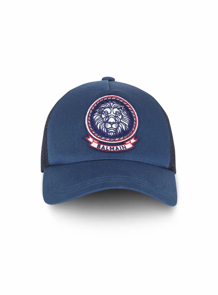 Balmain Hats Mens High Summer Capsule Cotton Cap With Balmain Monogram Badge Navy Balmain Hats Mens High Summer Capsule Cotton Cap With Balmain Monogram Badge Navy
