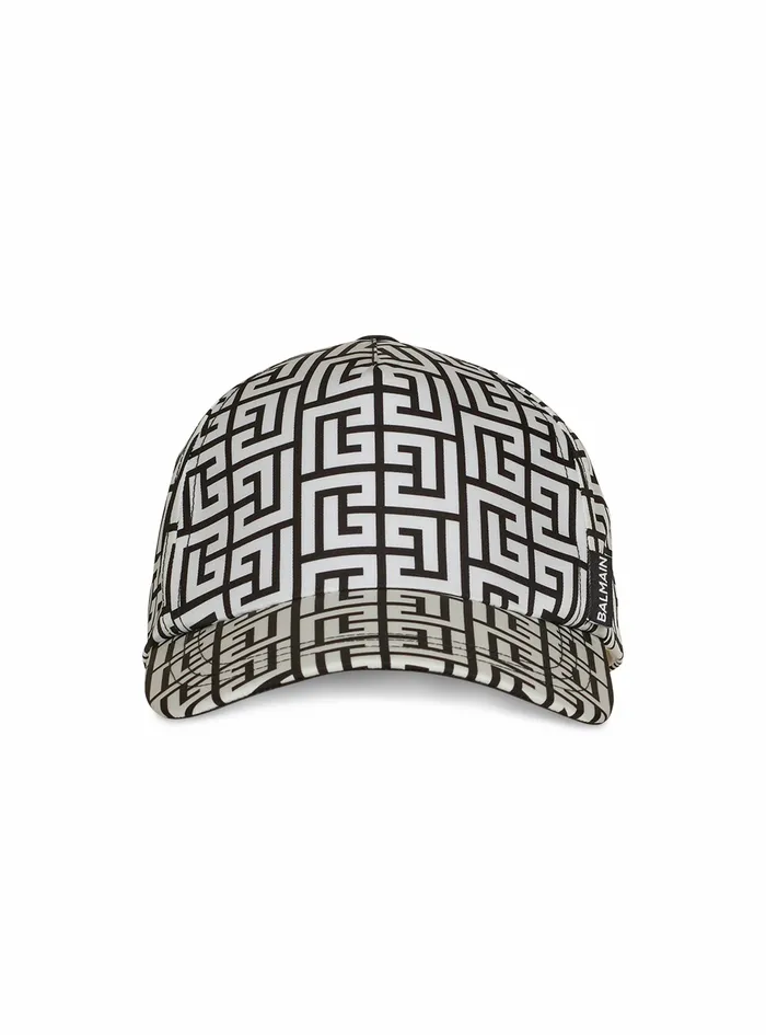 Balmain Hats Mens Nylon Cap With Balmain Monogram Black