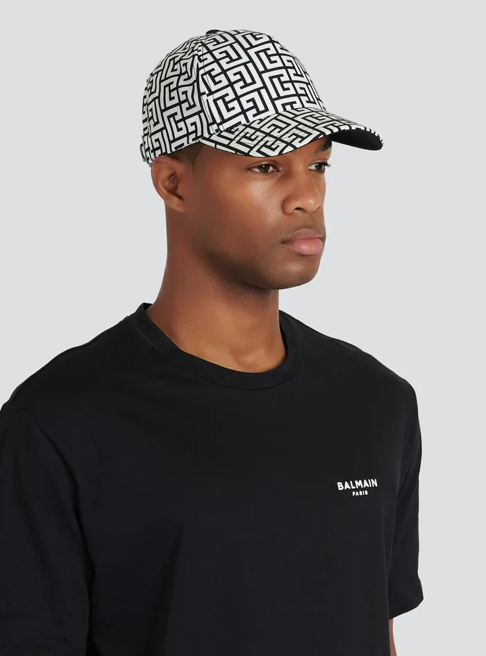 Balmain Hats Mens Nylon Cap With Balmain Monogram Black Balmain Hats Mens Nylon Cap With Balmain Monogram Black