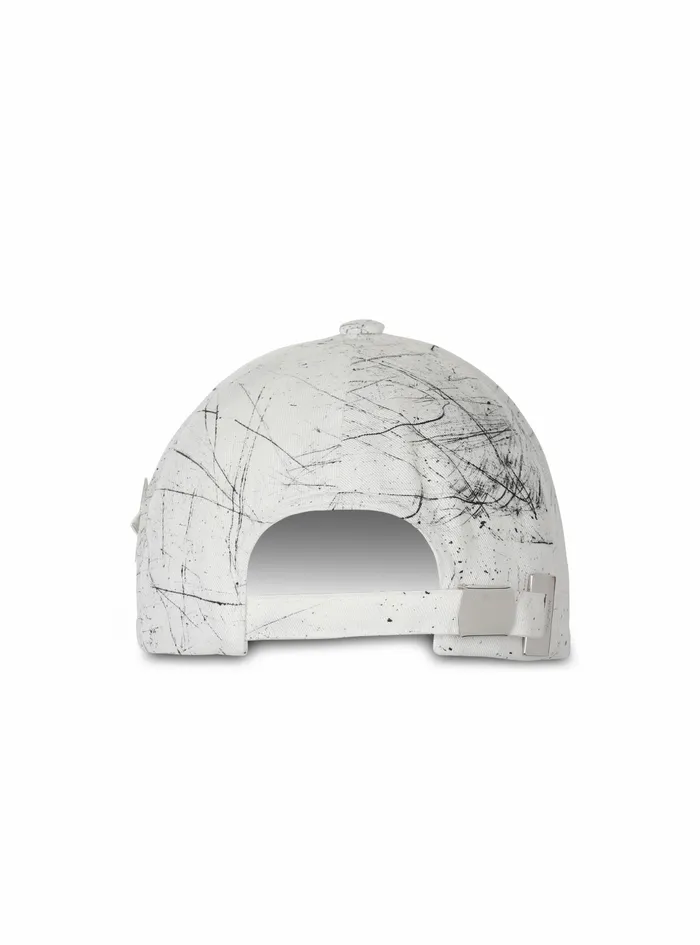 Balmain Hats Womens Cotton Cap With Graffiti Balmain Logo White Balmain Hats Womens Cotton Cap With Graffiti Balmain Logo White