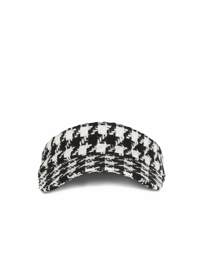 Balmain Hats Womens Houndstooth Print Visor Cap Black
