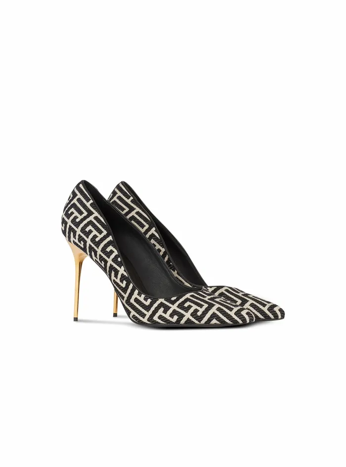 Balmain High Heels Womens Bicolor Jacquard Ruby Pumps Black Balmain High Heels Womens Bicolor Jacquard Ruby Pumps Black