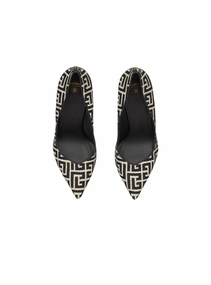 Balmain High Heels Womens Bicolor Jacquard Ruby Pumps Black Balmain High Heels Womens Bicolor Jacquard Ruby Pumps Black