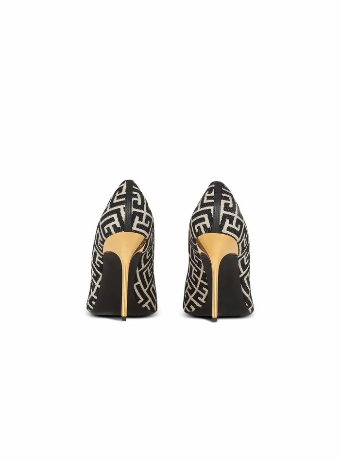 Balmain High Heels Womens Bicolor Jacquard Ruby Pumps Black Balmain High Heels Womens Bicolor Jacquard Ruby Pumps Black