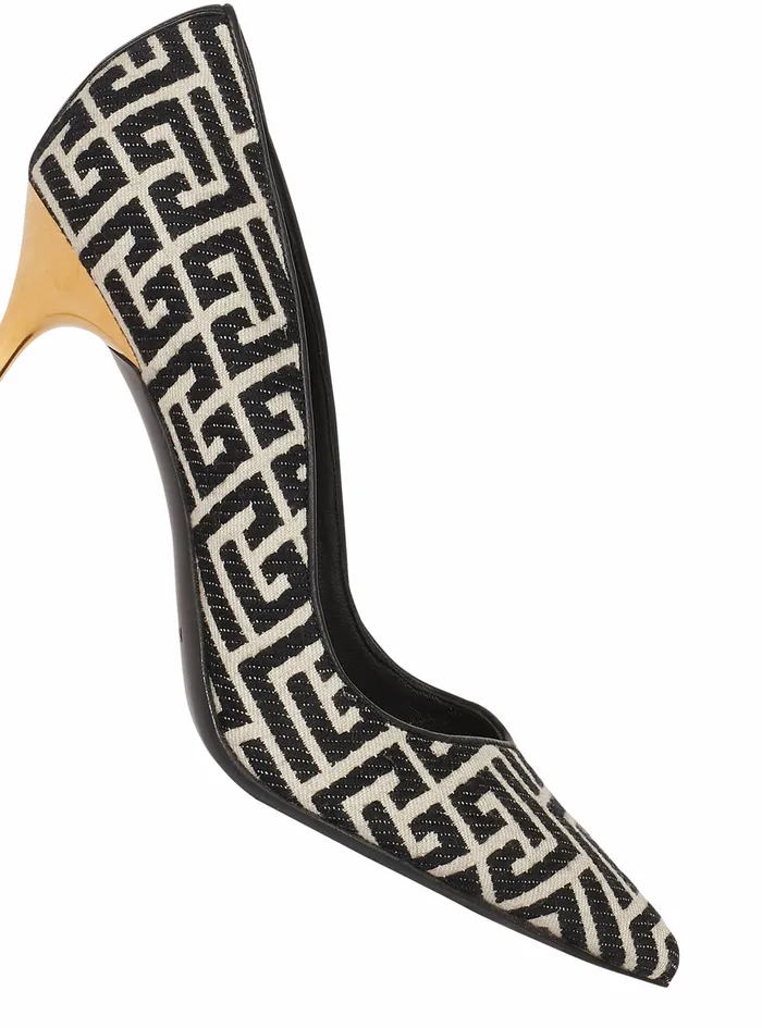 Balmain High Heels Womens Bicolor Jacquard Ruby Pumps Black Balmain High Heels Womens Bicolor Jacquard Ruby Pumps Black