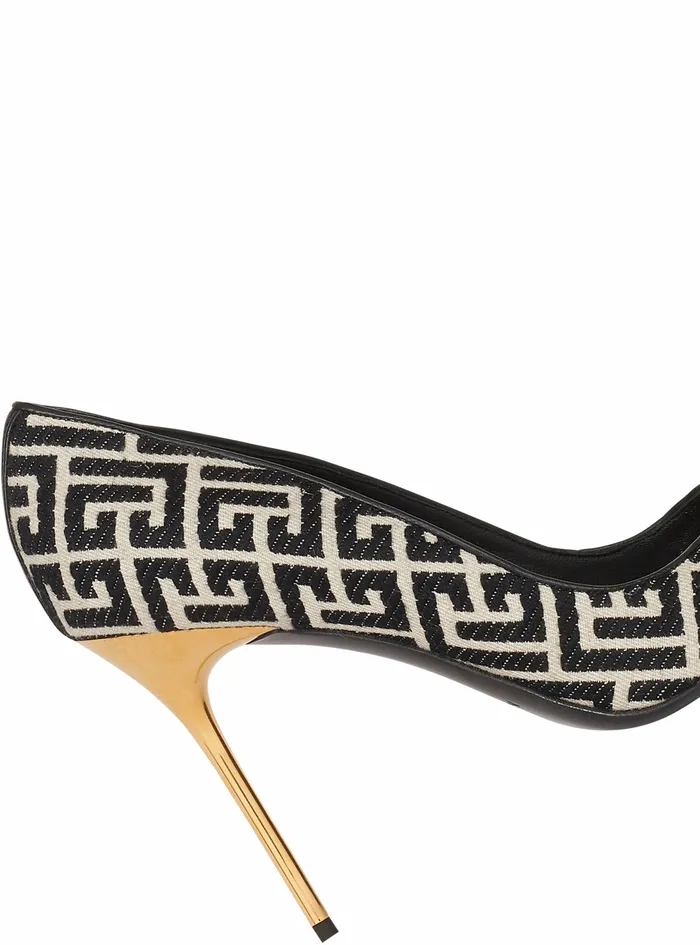 Balmain High Heels Womens Bicolor Jacquard Ruby Pumps Black Balmain High Heels Womens Bicolor Jacquard Ruby Pumps Black