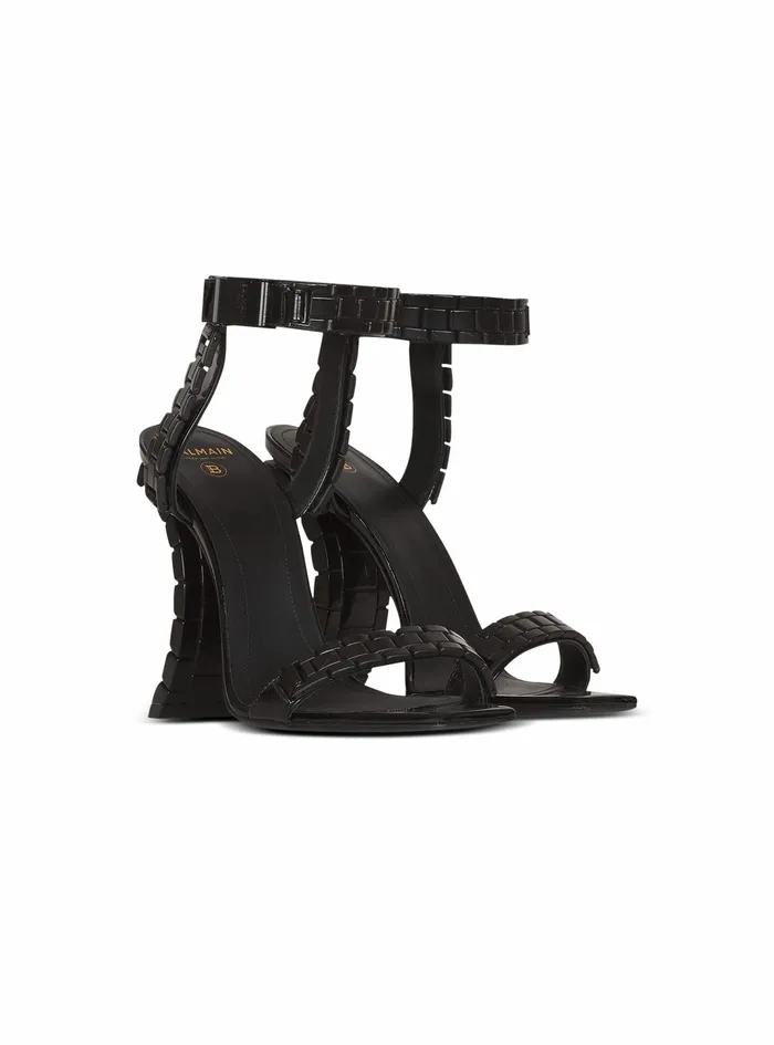 Balmain High Heels Womens Patent Leather Ultima Sandals Black Balmain High Heels Womens Patent Leather Ultima Sandals Black