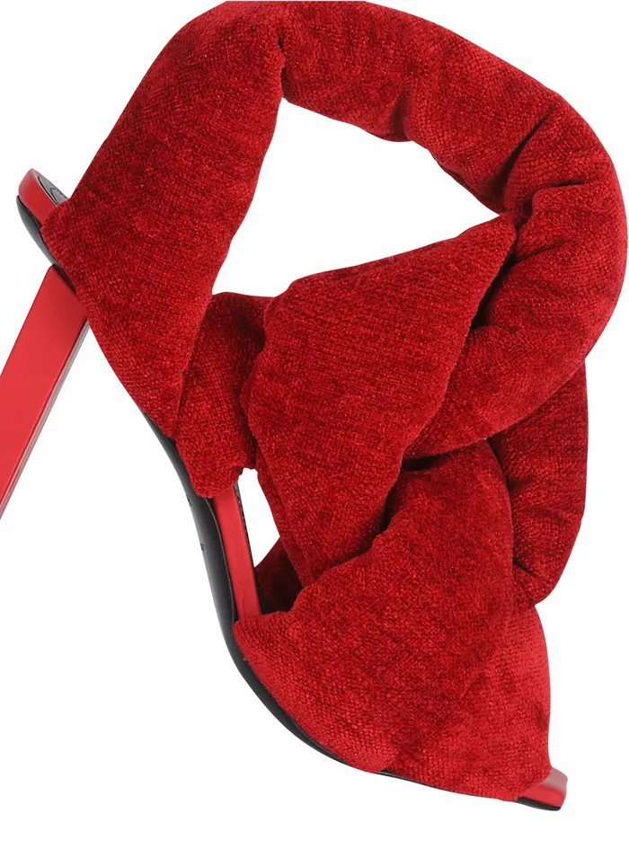 Balmain High Heels Womens Quilted Chenille Velvet Ulla Sandals Red Balmain High Heels Womens Quilted Chenille Velvet Ulla Sandals Red