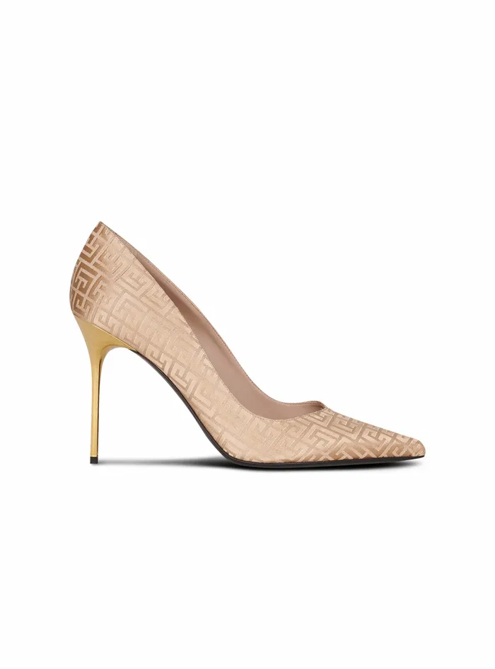 Balmain High Heels Womens Ruby Pumps With Balmain Monogram Beige