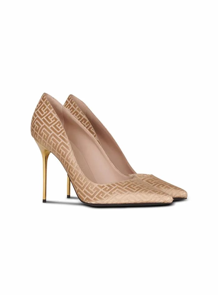 Balmain High Heels Womens Ruby Pumps With Balmain Monogram Beige