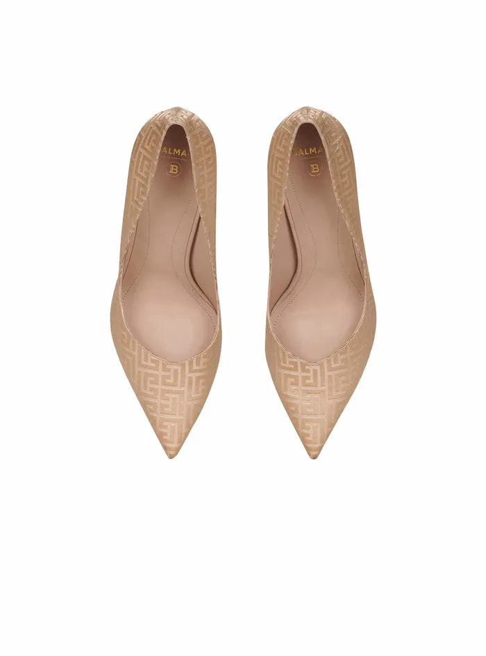 Balmain High Heels Womens Ruby Pumps With Balmain Monogram Beige