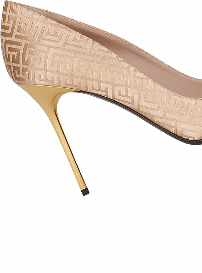 Balmain High Heels Womens Ruby Pumps With Balmain Monogram Beige