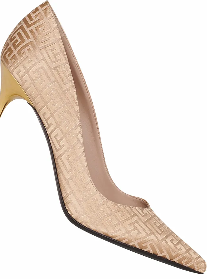 Balmain High Heels Womens Ruby Pumps With Balmain Monogram Beige