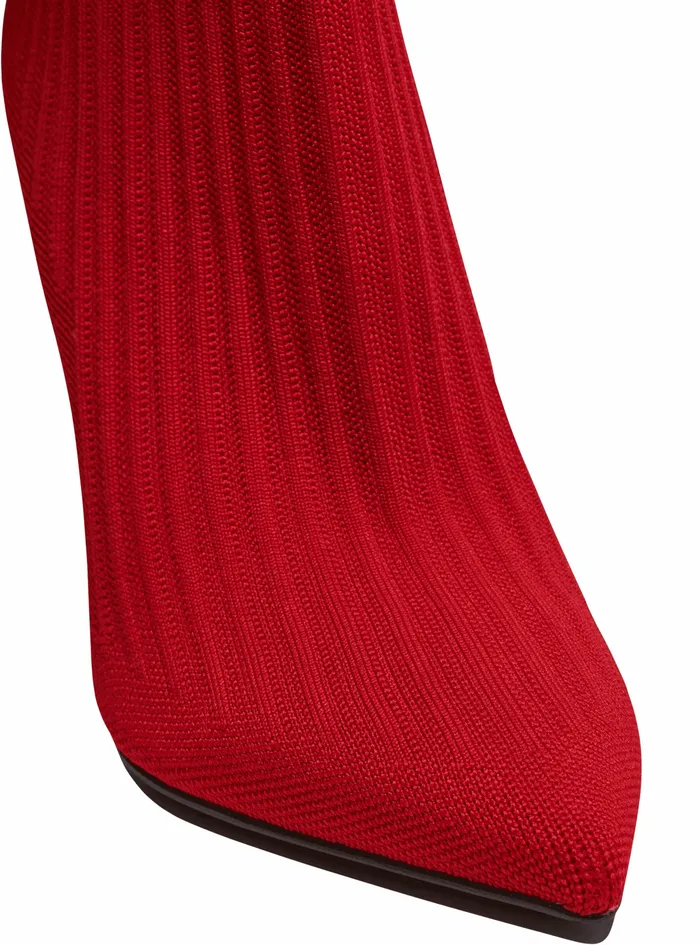 Balmain High Heels Womens Stretch Knit Skye Ankle Boots Red Balmain High Heels Womens Stretch Knit Skye Ankle Boots Red