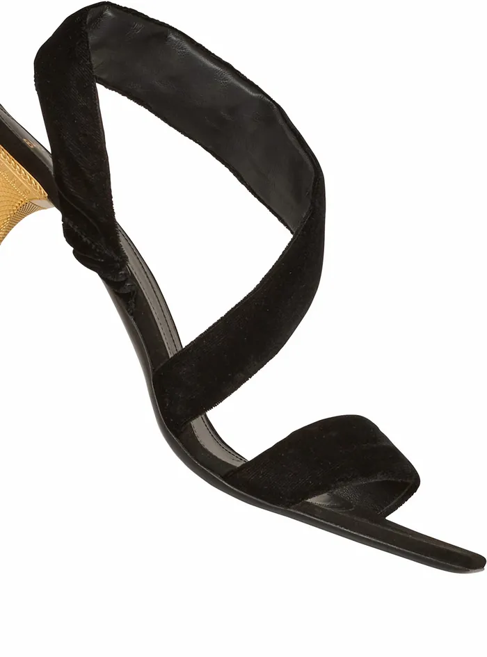 Balmain High Heels Womens Suede Moneta Sandals Black Balmain High Heels Womens Suede Moneta Sandals Black