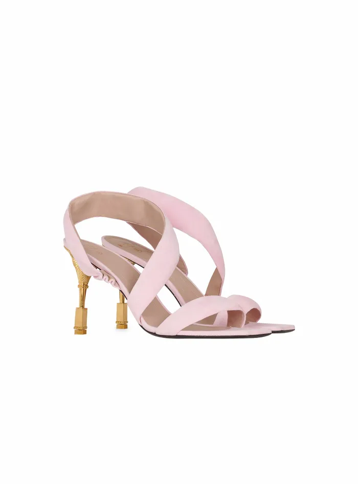 Balmain High Heels Womens Suede Moneta Sandals Pink Balmain High Heels Womens Suede Moneta Sandals Pink