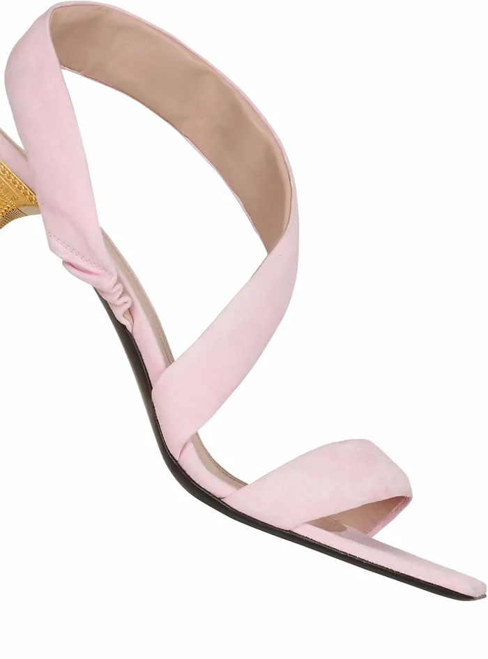 Balmain High Heels Womens Suede Moneta Sandals Pink Balmain High Heels Womens Suede Moneta Sandals Pink