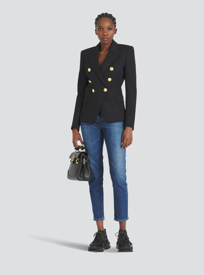 Balmain Jackets And Blazers Womens Wool Blazer With DoubleBreasted Buttoned Closure Black Balmain Jackets And Blazers Womens Wool Blazer With DoubleBreasted Buttoned Closure Black