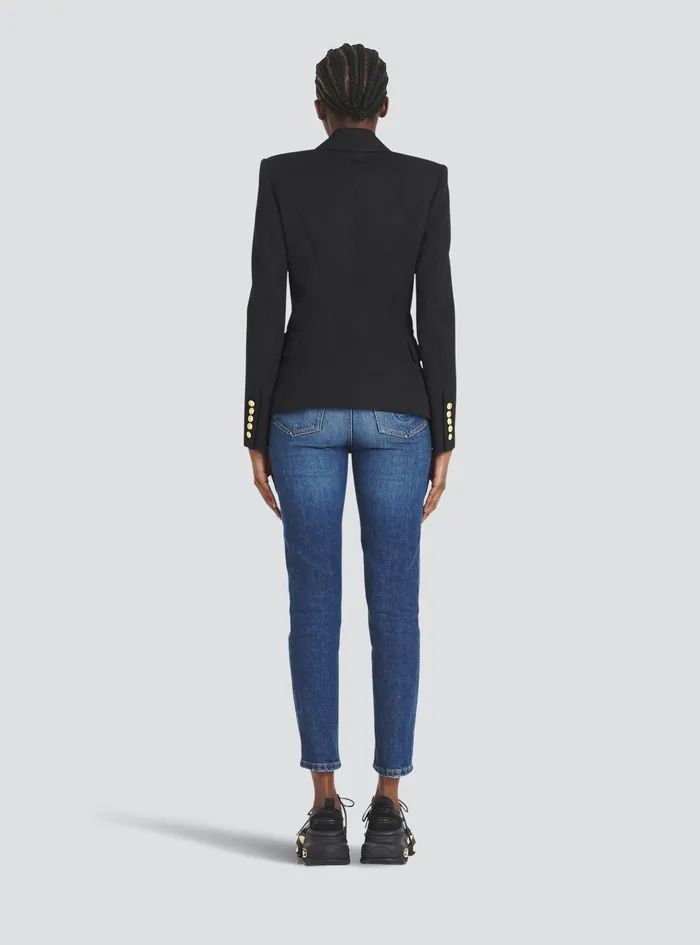 Balmain Jackets And Blazers Womens Wool Blazer With DoubleBreasted Buttoned Closure Black Balmain Jackets And Blazers Womens Wool Blazer With DoubleBreasted Buttoned Closure Black