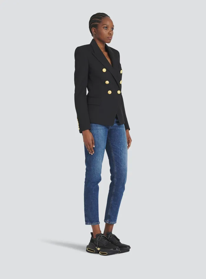 Balmain Jackets And Blazers Womens Wool Blazer With DoubleBreasted Buttoned Closure Black Balmain Jackets And Blazers Womens Wool Blazer With DoubleBreasted Buttoned Closure Black