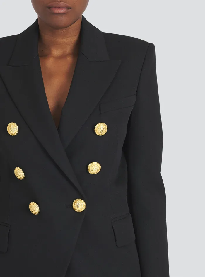Balmain Jackets And Blazers Womens Wool Blazer With DoubleBreasted Buttoned Closure Black Balmain Jackets And Blazers Womens Wool Blazer With DoubleBreasted Buttoned Closure Black