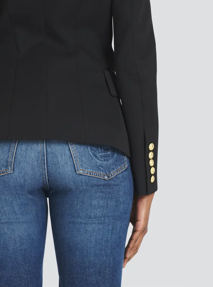 Balmain Jackets And Blazers Womens Wool Blazer With DoubleBreasted Buttoned Closure Black Balmain Jackets And Blazers Womens Wool Blazer With DoubleBreasted Buttoned Closure Black