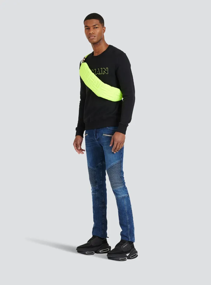 Balmain Knitwear Mens Capsule After Ski 8211 Cotton Sweatshirt With Balmain Logo Print Black Balmain Knitwear Mens Capsule After Ski 8211 Cotton Sweatshirt With Balmain Logo Print Black