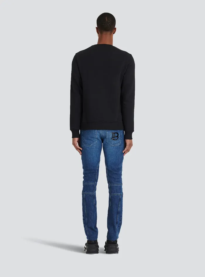 Balmain Knitwear Mens Capsule After Ski 8211 Cotton Sweatshirt With Balmain Logo Print Black Balmain Knitwear Mens Capsule After Ski 8211 Cotton Sweatshirt With Balmain Logo Print Black