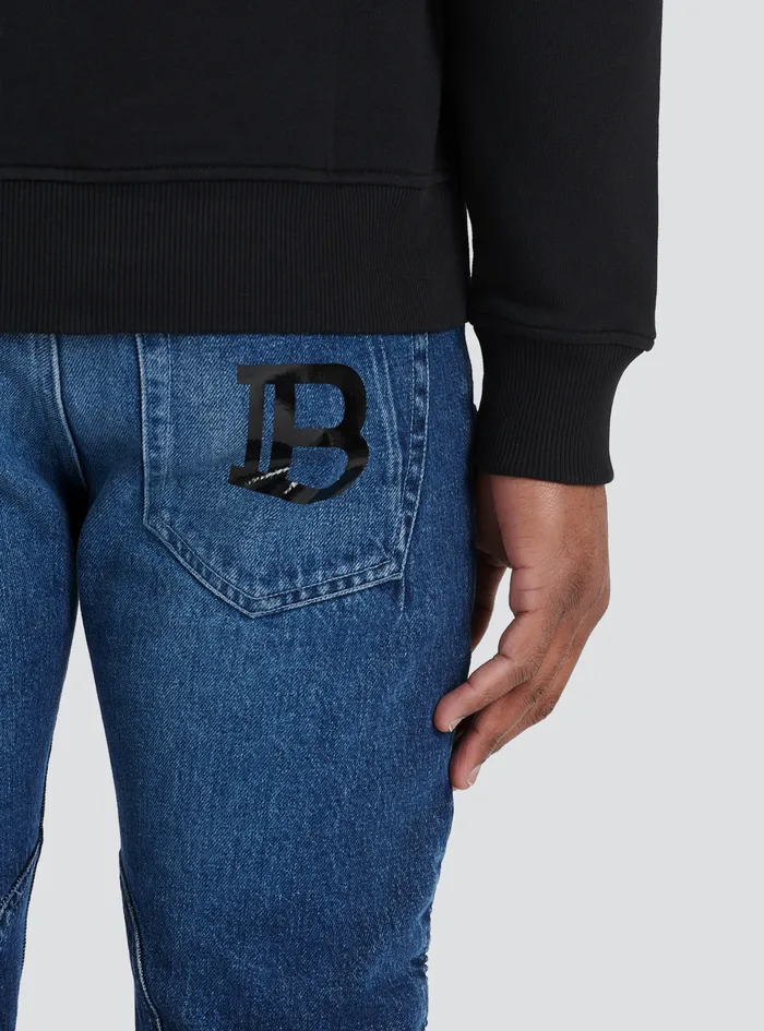 Balmain Knitwear Mens Capsule After Ski 8211 Cotton Sweatshirt With Balmain Logo Print Black Balmain Knitwear Mens Capsule After Ski 8211 Cotton Sweatshirt With Balmain Logo Print Black
