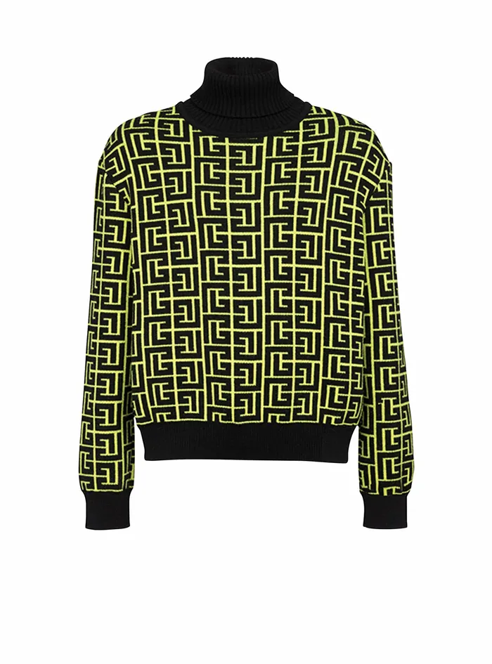 Balmain Knitwear Mens Capsule After Ski Balmain Monogram Merino Wool Turtleneck Sweater Yellow Balmain Knitwear Mens Capsule After Ski Balmain Monogram Merino Wool Turtleneck Sweater Yellow