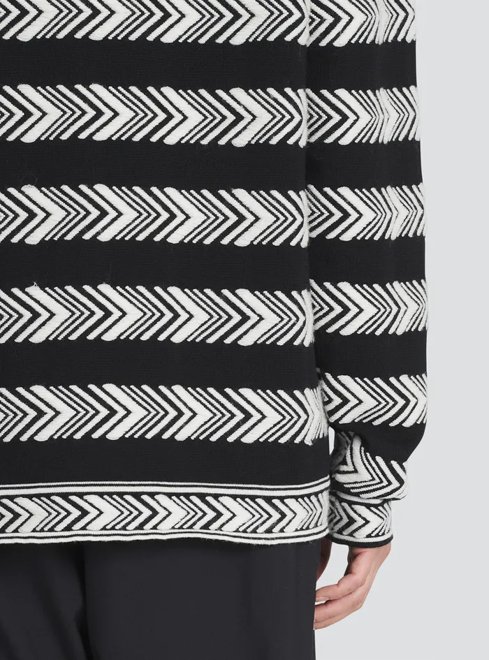Balmain Knitwear Mens Chevron Wool Sweater Black