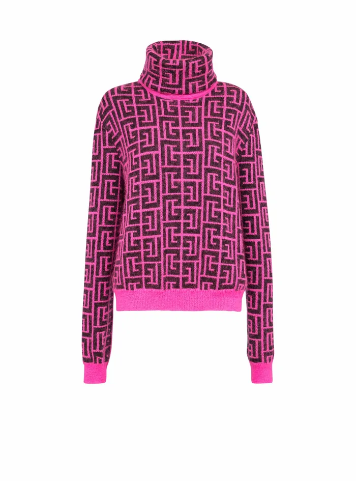 Balmain Knitwear Womens Capsule After Ski 8211 BalmainMonogrammed Wool Turtleneck Sweater Pink Balmain Knitwear Womens Capsule After Ski 8211 BalmainMonogrammed Wool Turtleneck Sweater Pink