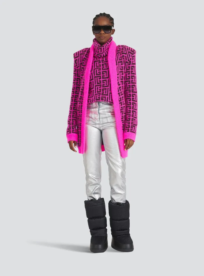 Balmain Knitwear Womens Capsule After Ski 8211 BalmainMonogrammed Wool Turtleneck Sweater Pink Balmain Knitwear Womens Capsule After Ski 8211 BalmainMonogrammed Wool Turtleneck Sweater Pink