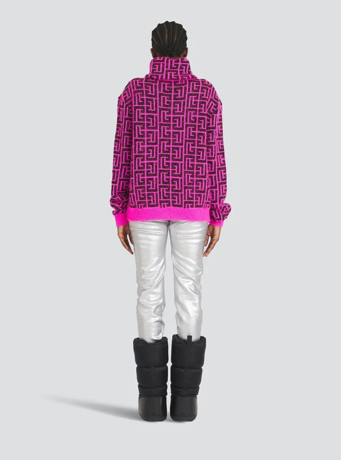 Balmain Knitwear Womens Capsule After Ski 8211 BalmainMonogrammed Wool Turtleneck Sweater Pink Balmain Knitwear Womens Capsule After Ski 8211 BalmainMonogrammed Wool Turtleneck Sweater Pink